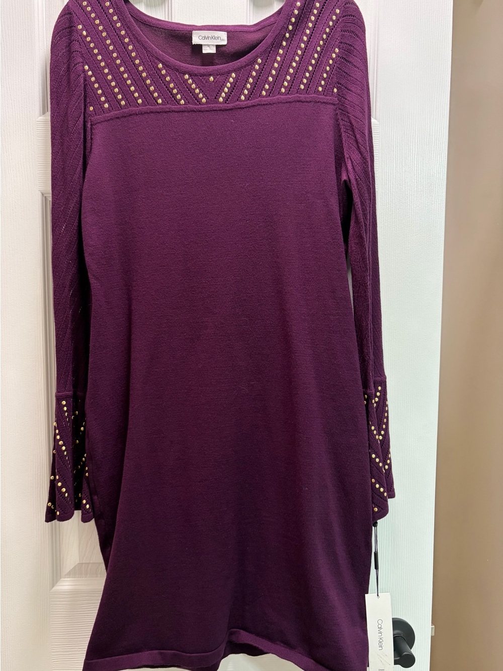 Calvin Klein Plum Long-Sleeve Studded Tunic